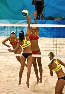 Beach volleyball players